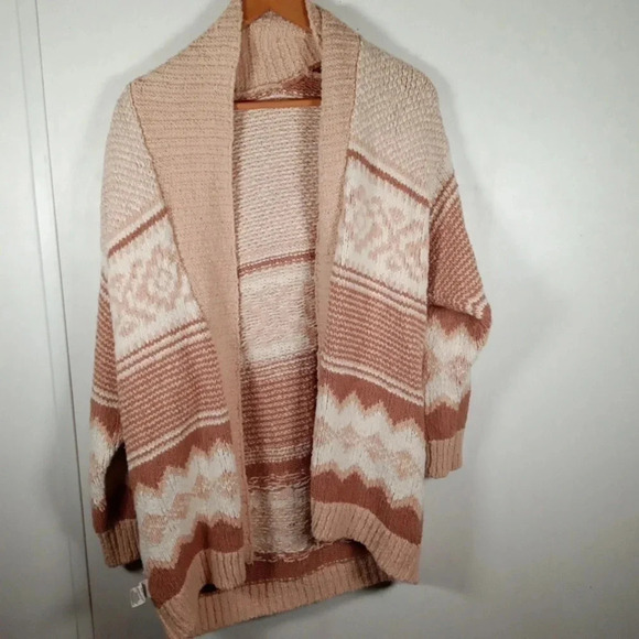Free People women's tribal knit open cardigan size small oversized - Picture 1 of 8